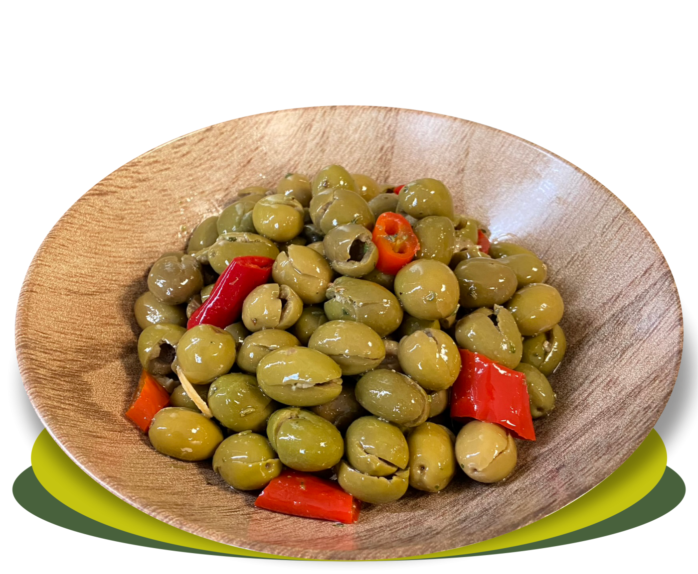 OLIVE SCHIACCIATE DENOCCIOLATE A MANO CONDITE PICCANTI