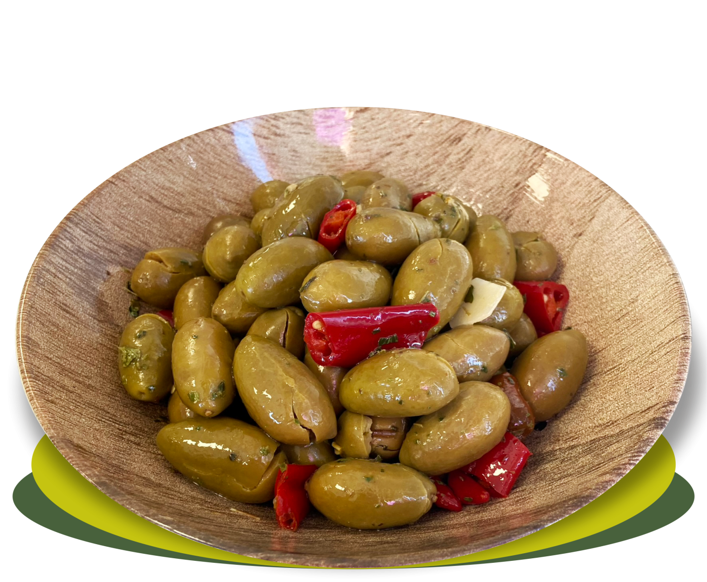 OLIVE SCHIACCIATE PUGLIESI CONDITE PICCANTI