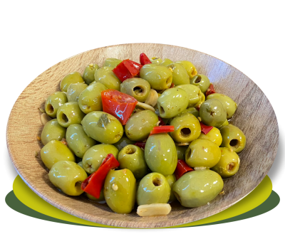 OLIVE VERDI GRECHE DENOCCIOLATE CONDITE PICCANTI